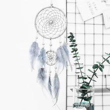 Load image into Gallery viewer, New Luxury Original Silver Gray Dream Catcher 2 Ring Feather Hanging Art Gifts To Bestie Friends Creative Valentine's Day Gifts
