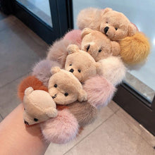 将图片加载到图库查看器，New Mink Fur Hair Rope Scrunchie Women Accessory Flurry Headband Hair Ties Elastic Fashion Hair Ring Women's Wristband Scrunchie Hairband Pom Pom Hair Tie Ring
