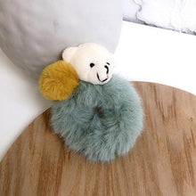 将图片加载到图库查看器，New Mink Fur Hair Rope Scrunchie Women Accessory Flurry Headband Hair Ties Elastic Fashion Hair Ring Women's Wristband Scrunchie Hairband Pom Pom Hair Tie Ring

