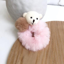 将图片加载到图库查看器，New Mink Fur Hair Rope Scrunchie Women Accessory Flurry Headband Hair Ties Elastic Fashion Hair Ring Women's Wristband Scrunchie Hairband Pom Pom Hair Tie Ring
