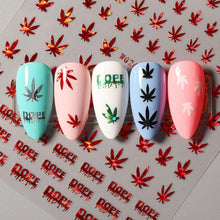 Load image into Gallery viewer, New Mixed Acrylic Stickers Manicure Decoration Weed Leaf Designs Nail Accessories Nail Art Decals Water Transfer Nail Decals Sticker For Pretty Girl Self-Adhesive Nail Decals Designer Nail Stickers for Acrylic
