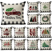 将图片加载到图库查看器，New Plaid Christmas Linen Pillowcase Xmas Series Cushion Cover Case Pillow Custom Square Pillowcase Cushion Cover Thrown Linen Pillowcase Christmas Gift 45X45CM
