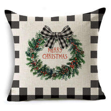 将图片加载到图库查看器，New Plaid Christmas Linen Pillowcase Xmas Series Cushion Cover Case Pillow Custom Square Pillowcase Cushion Cover Thrown Linen Pillowcase Christmas Gift 45X45CM
