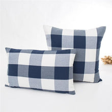 Load image into Gallery viewer, New Plaid Striped Polyester Cotton Cushion Cover Pillow Case Navy Blue Pillow Cover Cushion Cover Solid Navy Blue Striped Design Chair Sofa Home Decor Throw Pillow Cover
