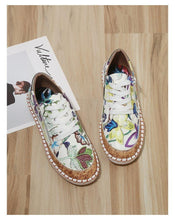 将图片加载到图库查看器，New Popular Womens Shoes Colorful Beautiful Flower Printing Shoes Lace-up Flat Women's Casual Womens Sneakers High-Quality Women's White Sports Casual Couple Shoes Summer Trainers Walking Sneakers
