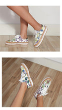 将图片加载到图库查看器，New Popular Womens Shoes Colorful Beautiful Flower Printing Shoes Lace-up Flat Women's Casual Womens Sneakers High-Quality Women's White Sports Casual Couple Shoes Summer Trainers Walking Sneakers
