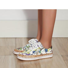 将图片加载到图库查看器，New Popular Womens Shoes Colorful Beautiful Flower Printing Shoes Lace-up Flat Women's Casual Womens Sneakers High-Quality Women's White Sports Casual Couple Shoes Summer Trainers Walking Sneakers
