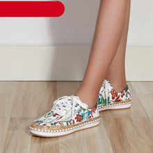 将图片加载到图库查看器，New Popular Womens Shoes Colorful Beautiful Flower Printing Shoes Lace-up Flat Women's Casual Womens Sneakers High-Quality Women's White Sports Casual Couple Shoes Summer Trainers Walking Sneakers
