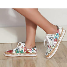 将图片加载到图库查看器，New Popular Womens Shoes Colorful Beautiful Flower Printing Shoes Lace-up Flat Women's Casual Womens Sneakers High-Quality Women's White Sports Casual Couple Shoes Summer Trainers Walking Sneakers
