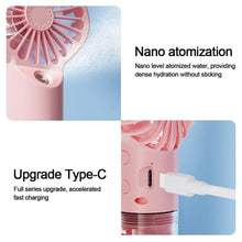 Load image into Gallery viewer, New Portable Handheld Fan USB Rechargeable Turbo Water-Cooled Spray Mini Fan 4 Gear Speed Air-conditioning Mute Fans Outdoor Handheld Misting Fan Rechargeable Mini Personal Fan Battery Operated for Travel
