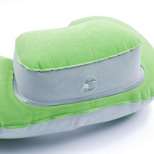 Load image into Gallery viewer, New Portable U Shape Air Inflatable Travel Pillow Support Flocking PVC Ultra Soft Comfort Neck Travel Pillow Neck Pillow for Airplane Travel Inflatable Neck Pillow for Airplane with 3D Contoured Eye Masks Adjustable Neck Support Pillow for Traveling
