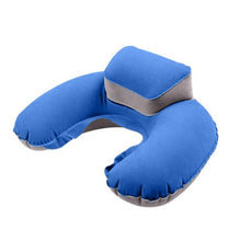 Load image into Gallery viewer, New Portable U Shape Air Inflatable Travel Pillow Support Flocking PVC Ultra Soft Comfort Neck Travel Pillow Neck Pillow for Airplane Travel Inflatable Neck Pillow for Airplane with 3D Contoured Eye Masks Adjustable Neck Support Pillow for Traveling
