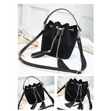 将图片加载到图库查看器，New Sizzling Mini Crossbody Handbags Cute Bucket Bag Organizer Small Tassel PU Leather Womens Shoulder Messenger Bags

