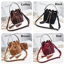 将图片加载到图库查看器，New Sizzling Mini Crossbody Handbags Cute Bucket Bag Organizer Small Tassel PU Leather Womens Shoulder Messenger Bags

