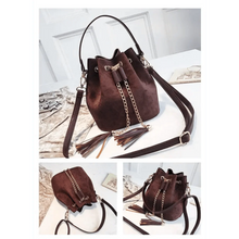 将图片加载到图库查看器，New Sizzling Mini Crossbody Handbags Cute Bucket Bag Organizer Small Tassel PU Leather Womens Shoulder Messenger Bags
