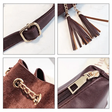 将图片加载到图库查看器，New Sizzling Mini Crossbody Handbags Cute Bucket Bag Organizer Small Tassel PU Leather Womens Shoulder Messenger Bags
