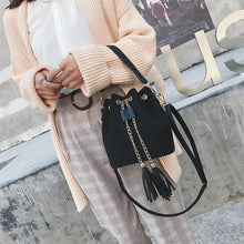 将图片加载到图库查看器，New Sizzling Mini Crossbody Handbags Cute Bucket Bag Organizer Small Tassel PU Leather Womens Shoulder Messenger Bags
