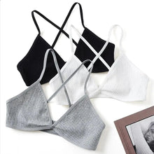 Load image into Gallery viewer, New Soft Comfortable Cotton Bras For Women Thin French Style Bras Deep V Triangle Cup Cross Beauty Back Bra Small size
