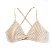 Load image into Gallery viewer, New Soft Comfortable Cotton Bras For Women Thin French Style Bras Deep V Triangle Cup Cross Beauty Back Bra Small size
