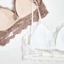 Load image into Gallery viewer, New Splendid French Style Lingerie Soft Bralette Deep V Lace Wireless Triangular Padded Cups Backless Bra
