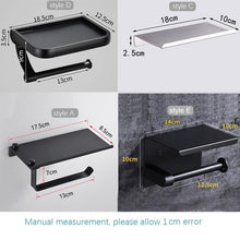 Load image into Gallery viewer, NEW Stainless Steel Toilet Paper Holder BathroomPaper Phone Holder Shelf Towel Roll shelf Accessories  Toilet Paper Holder with Phone Shelf Aluminum Bathroom Accessories Tissue Roll Dispenser Storage Rack Wall Mounted Modern Paper Towel Adapter
