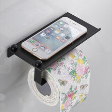 Load image into Gallery viewer, NEW Stainless Steel Toilet Paper Holder BathroomPaper Phone Holder Shelf Towel Roll shelf Accessories  Toilet Paper Holder with Phone Shelf Aluminum Bathroom Accessories Tissue Roll Dispenser Storage Rack Wall Mounted Modern Paper Towel Adapter
