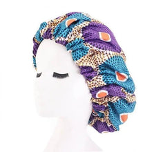 Load image into Gallery viewer, New Stunning Extra Large Satin Lined Bonnet Women Big Size Beauty Print Satin Silk Bonnet Sleep Night Cap Head Cover Bonnet Hat
