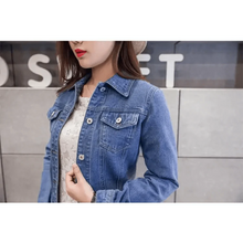Load image into Gallery viewer, New Stunning Long Sleeve Winter Slim White Black Jeans Top For Women Solid Denim Jacket Women Short Overcoat For Ladies
