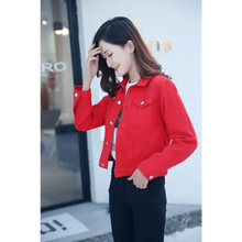 Load image into Gallery viewer, New Stunning Long Sleeve Winter Slim White Black Jeans Top For Women Solid Denim Jacket Women Short Overcoat For Ladies
