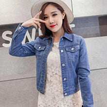 Load image into Gallery viewer, New Stunning Long Sleeve Winter Slim White Black Jeans Top For Women Solid Denim Jacket Women Short Overcoat For Ladies
