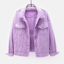 Load image into Gallery viewer, New Stunning Women's Plus Size Denim Jacket Spring Autumn Short Coat Pink Jean Jackets Casual Tops Purple Yellow White Loose Outerwear
