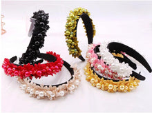 Load image into Gallery viewer, Flower Pearl Headbands Crystal Beads Embellishment Wide Hairbands Women Wedding Party Crown Tiara Gorgeous Hair Accessories For Women
