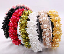 Load image into Gallery viewer, Flower Pearl Headbands Crystal Beads Embellishment Wide Hairbands Women Wedding Party Crown Tiara Gorgeous Hair Accessories For Women
