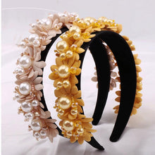 Load image into Gallery viewer, Flower Pearl Headbands Crystal Beads Embellishment Wide Hairbands Women Wedding Party Crown Tiara Gorgeous Hair Accessories For Women
