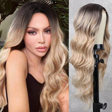 Load image into Gallery viewer, Long Body Wave Black Wig Synthetic Wigs for Black Women Middle Part Brown Red Pink Purple Cosplay Hair Wigs For Black Women Cosplay Wigs For Women
