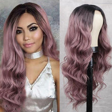 Load image into Gallery viewer, Long Body Wave Black Wig Synthetic Wigs for Black Women Middle Part Brown Red Pink Purple Cosplay Hair Wigs For Black Women Cosplay Wigs For Women
