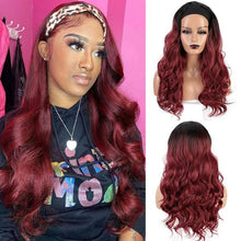 Load image into Gallery viewer, Long Body Wave Black Wig Synthetic Wigs for Black Women Middle Part Brown Red Pink Purple Cosplay Hair Wigs For Black Women Cosplay Wigs For Women
