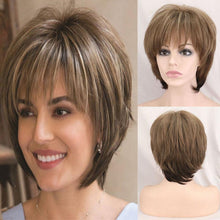 Load image into Gallery viewer, New Style Women Synthetic Mixed Blonde Brown Short Wigs Natural Hair Wigs Heat Resistant Hair Wig for Women Bob Wigs For Black Women Gifts For Black Women
