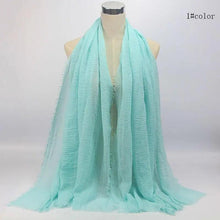 Load image into Gallery viewer, New Stylish Plain Scarf Women Muslim Crinkle Hijab Scarf Female Musulman Soft Cotton Headscarf Islamic Hijab Shawls And Wraps
