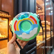 Load image into Gallery viewer, New Summer Cute Donut Ice Cream Water Bottle With Straw Creative Square Watermelon Cup Portable Leakproof Bottle
