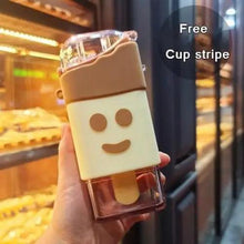 Load image into Gallery viewer, New Summer Cute Donut Ice Cream Water Bottle With Straw Creative Square Watermelon Cup Portable Leakproof Bottle
