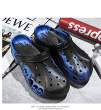 Load image into Gallery viewer, New Summer Shoes For Men Blue Clogs Painted Garden Shoes Breathable Beach Flat Sandals Garden Clogs Classic Mules Anti-Skid Rubber Sole Slip On Summer Clogs
