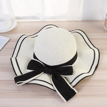 Load image into Gallery viewer, New Summer Women's Beach Hat Wide Side Female  Summer Women's Beach Hat Female Unique Luxury Bowknot Design Sun Hat Casual Hat Lady Classic Flat Straw Hat Women Fedora Hat Ideal Gift 54-58cm

