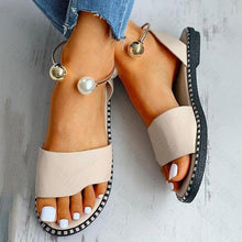 将图片加载到图库查看器，New Summer Women's Pearly Sandals Slippers Shoes Women Flats Sandals Flip Flop Casual Flat Slingback Pearl Sandals Fashion Beach Flip Flops Sandals Outdoor Slippers Round Toe Shoes
