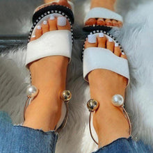 将图片加载到图库查看器，New Summer Women's Pearly Sandals Slippers Shoes Women Flats Sandals Flip Flop Casual Flat Slingback Pearl Sandals Fashion Beach Flip Flops Sandals Outdoor Slippers Round Toe Shoes
