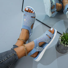 将图片加载到图库查看器，New Summer Women Sandals Shoes Blue Casual Woman Flats Buckle Strap Fashion Beach Shoe Modern Slide Square Open Toe One Band Cute Slip On Flat Dressy Casual Summer Sandals
