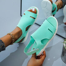 将图片加载到图库查看器，New Summer Women Sandals Shoes Blue Casual Woman Flats Buckle Strap Fashion Beach Shoe Modern Slide Square Open Toe One Band Cute Slip On Flat Dressy Casual Summer Sandals
