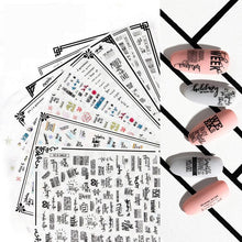 将图片加载到图库查看器，New Super Thin Self-Adhesive  Letter 3d Nail Decal Stickers Manicure Nail Art Decoration Accessories Holographic Old English Character Nail Self-Adhesive Sticker English Font Design Manicure Design Water Sliders Decorations Accessories
