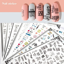 将图片加载到图库查看器，New Super Thin Self-Adhesive  Letter 3d Nail Decal Stickers Manicure Nail Art Decoration Accessories Holographic Old English Character Nail Self-Adhesive Sticker English Font Design Manicure Design Water Sliders Decorations Accessories
