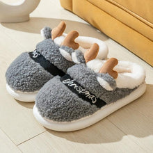 将图片加载到图库查看器，New Thick Sole Christmas Deer Slippers Women Men Indoor Warm Slipper Soft Plush Home Floor Winter Platform Shoes Boys And Girls House Slippers Kids Animal Indoor Slipper Fuzzy Toddler Home Shoes
